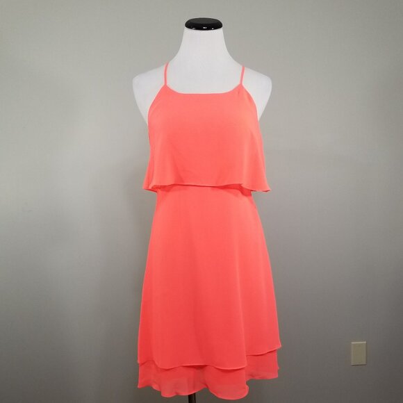 Nwt Gianni Bini Tiered Dress 2 Womens Sleeveless Unique Vibrant Dopamine - Picture 4 of 11